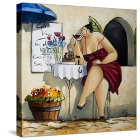 Wine Tasting at Café da Vinci II-Ronald West-Stretched Canvas