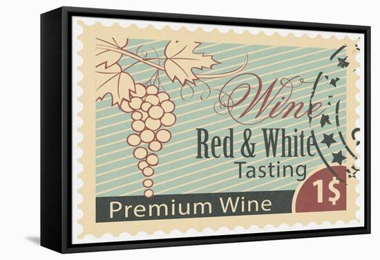 Wine Tasting Stamp-Lantern Press-Framed Stretched Canvas