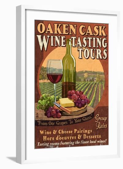 Wine Tasting - Vintage Sign-Lantern Press-Framed Art Print