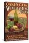 Wine Tasting - Vintage Sign-Lantern Press-Stretched Canvas