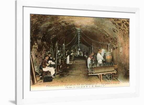 Wine Workers in French Cave-null-Framed Premium Giclee Print