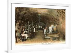 Wine Workers in French Cave-null-Framed Premium Giclee Print