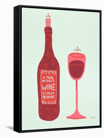 Wine-Cat Coquillette-Framed Stretched Canvas