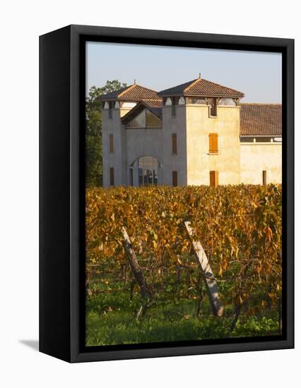 Winery Building and Golden Vineyard in Late Afternoon, Domaine Des Verdots, Conne De Labarde-Per Karlsson-Framed Stretched Canvas