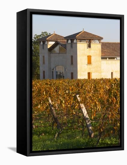 Winery Building and Golden Vineyard in Late Afternoon, Domaine Des Verdots, Conne De Labarde-Per Karlsson-Framed Stretched Canvas