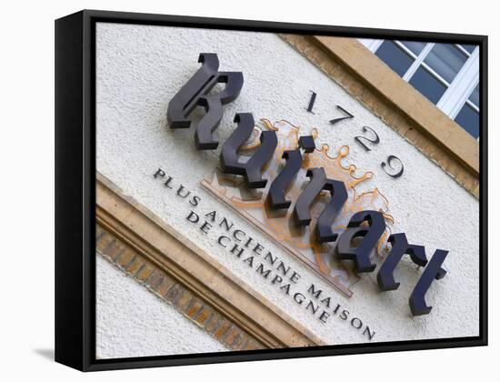 Winery Sign, Champagne Ruinart, Reims, Marne, Ardennes, France-Per Karlsson-Framed Stretched Canvas