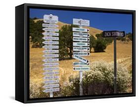 Winery Signs, Santa Ynez Valley, Santa Barbara County, Central California-Richard Cummins-Framed Stretched Canvas