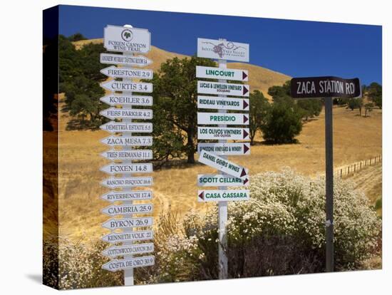 Winery Signs, Santa Ynez Valley, Santa Barbara County, Central California-Richard Cummins-Stretched Canvas