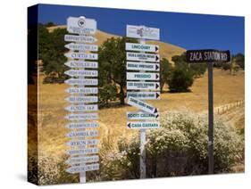 Winery Signs, Santa Ynez Valley, Santa Barbara County, Central California-Richard Cummins-Stretched Canvas