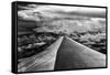 Wing of Airplane Flying in Mid-Air under and Between Clouds-Liyun Yu-Framed Stretched Canvas