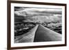 Wing of Airplane Flying in Mid-Air under and Between Clouds-Liyun Yu-Framed Photographic Print