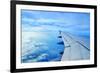 Wing of an Airplane Flying Above the Clouds-ghoststone-Framed Photographic Print