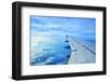 Wing of an Airplane Flying Above the Clouds-ghoststone-Framed Photographic Print