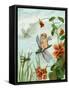 Winged Fairy Riding a Dragonfly Near Nasturtium Flowers, 1882-null-Framed Stretched Canvas