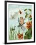 Winged Fairy Riding a Dragonfly Near Nasturtium Flowers, 1882-null-Framed Giclee Print