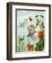 Winged Fairy Riding a Dragonfly Near Nasturtium Flowers, 1882-null-Framed Giclee Print