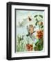 Winged Fairy Riding a Dragonfly Near Nasturtium Flowers, 1882-null-Framed Giclee Print