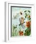 Winged Fairy Riding a Dragonfly Near Nasturtium Flowers, 1882-null-Framed Giclee Print