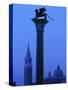 Winged Lion Column, St. Mark's Sq, Vencie, Italy-Walter Bibikow-Stretched Canvas