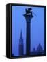 Winged Lion Column, St. Mark's Sq, Vencie, Italy-Walter Bibikow-Framed Stretched Canvas