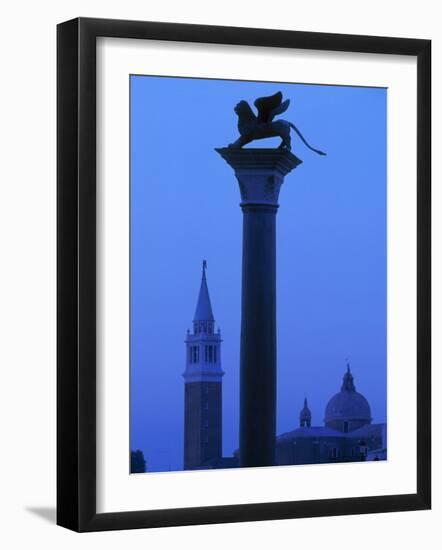 Winged Lion Column, St. Mark's Sq, Vencie, Italy-Walter Bibikow-Framed Photographic Print