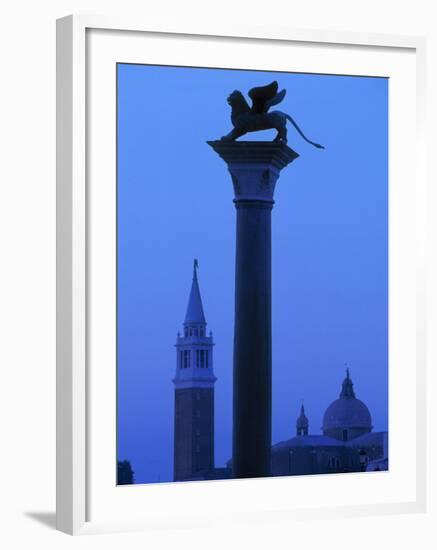 Winged Lion Column, St. Mark's Sq, Vencie, Italy-Walter Bibikow-Framed Photographic Print