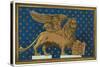 Winged Lion with Book-Found Image Press-Stretched Canvas