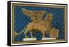 Winged Lion with Book-Found Image Press-Framed Stretched Canvas