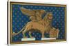 Winged Lion with Book-Found Image Press-Stretched Canvas