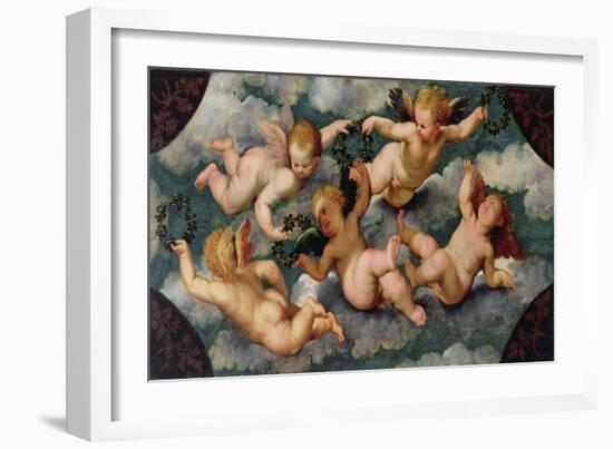 Winged Putti with Garlands-Paris Bordone-Framed Giclee Print