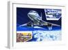 Wings around the World, Concorde Shows the Way at Twice the Speed of a Bullet-Wilf Hardy-Framed Giclee Print