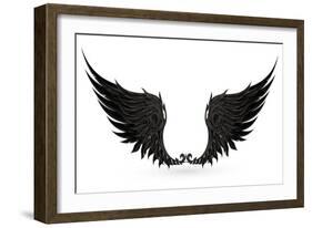 Wings Black, Eps10-Nataliia Natykach-Framed Art Print