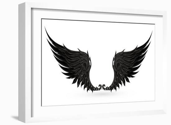 Wings Black, Eps10-Nataliia Natykach-Framed Art Print