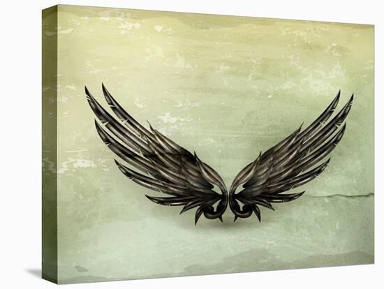 Wings Black Old-Style Vector-Nataliia Natykach-Stretched Canvas