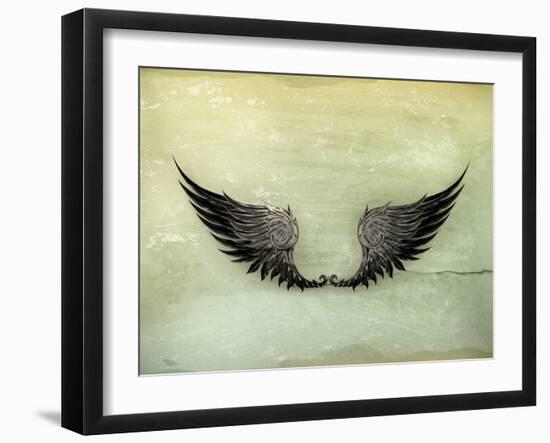 Wings Black, Old-Style Vector-Nataliia Natykach-Framed Art Print