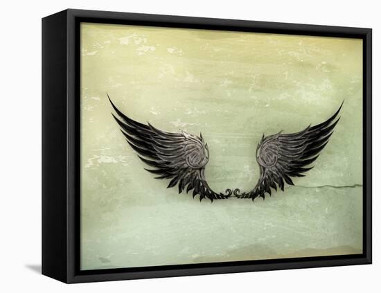 Wings Black, Old-Style Vector-Nataliia Natykach-Framed Stretched Canvas