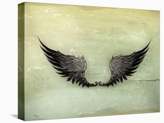 Wings Black, Old-Style Vector-Nataliia Natykach-Stretched Canvas