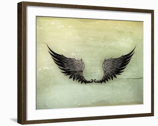 Wings Black, Old-Style Vector-Nataliia Natykach-Framed Art Print