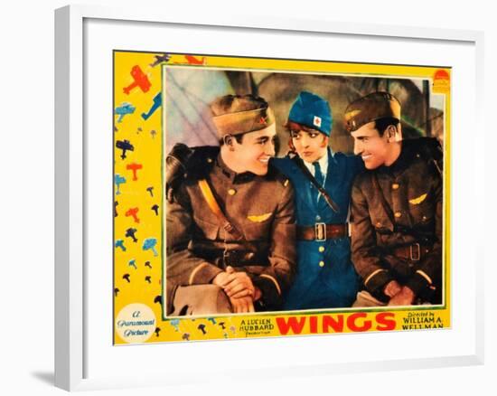 WINGS, Buddy Rogers, Clara Bow, Richard Arlen, 1927-null-Framed Art Print