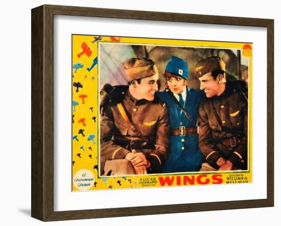 WINGS, Buddy Rogers, Clara Bow, Richard Arlen, 1927-null-Framed Art Print