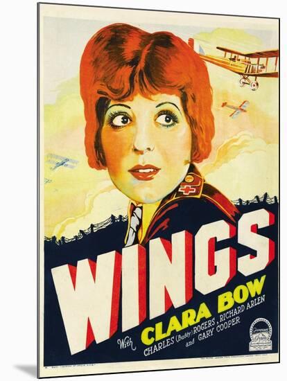 Wings, Clara Bow, 1927-null-Mounted Art Print