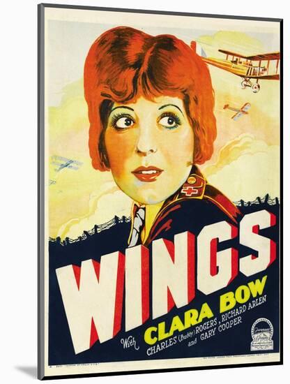 Wings, Clara Bow, 1927-null-Mounted Art Print