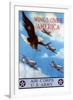 Wings Over America Air Corps U.S. Army - WWII War Propaganda-null-Framed Art Print