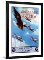 Wings Over America Air Corps U.S. Army - WWII War Propaganda-null-Framed Art Print