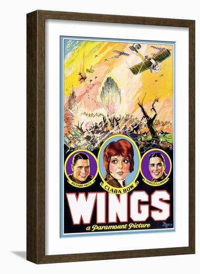 Wings, Richard Arlen, Clara Bow, Charles (Buddy) Rogers, 1927-null-Framed Art Print
