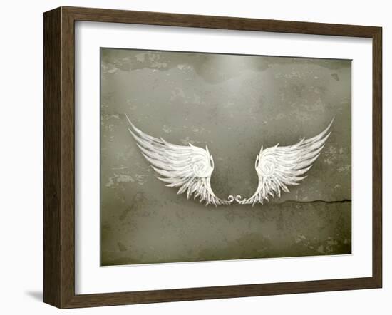 Wings White, Old-Style Vector-Nataliia Natykach-Framed Art Print