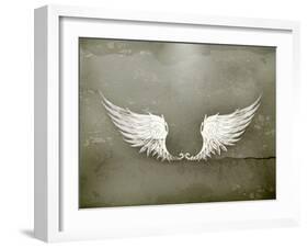 Wings White, Old-Style Vector-Nataliia Natykach-Framed Art Print