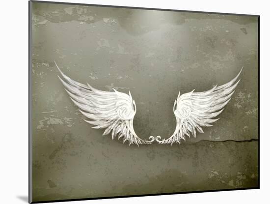 Wings White, Old-Style Vector-Nataliia Natykach-Mounted Art Print