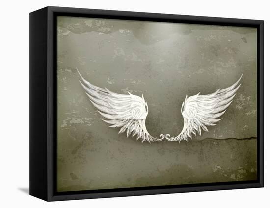 Wings White, Old-Style Vector-Nataliia Natykach-Framed Stretched Canvas