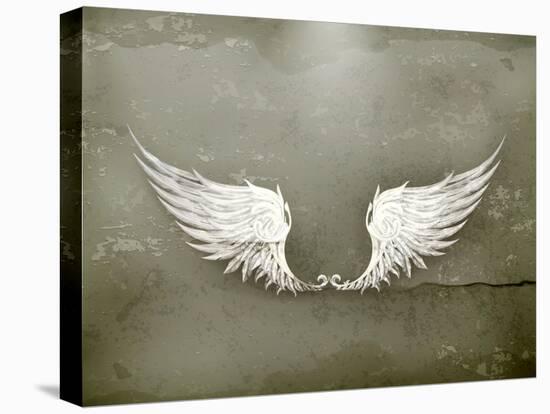 Wings White, Old-Style Vector-Nataliia Natykach-Stretched Canvas